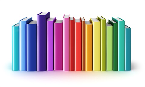 Rainbow coloured books