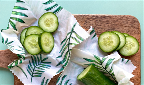 beeswax wraps with cucumbers