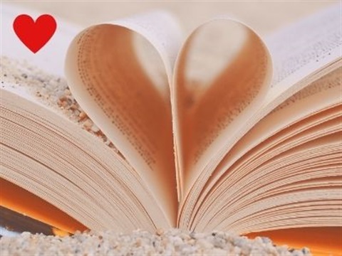 Book pages in love heart shape