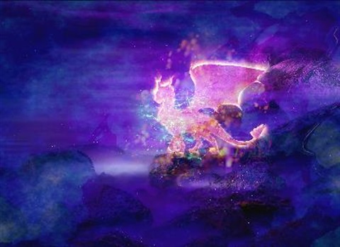 pink dragon on purple background